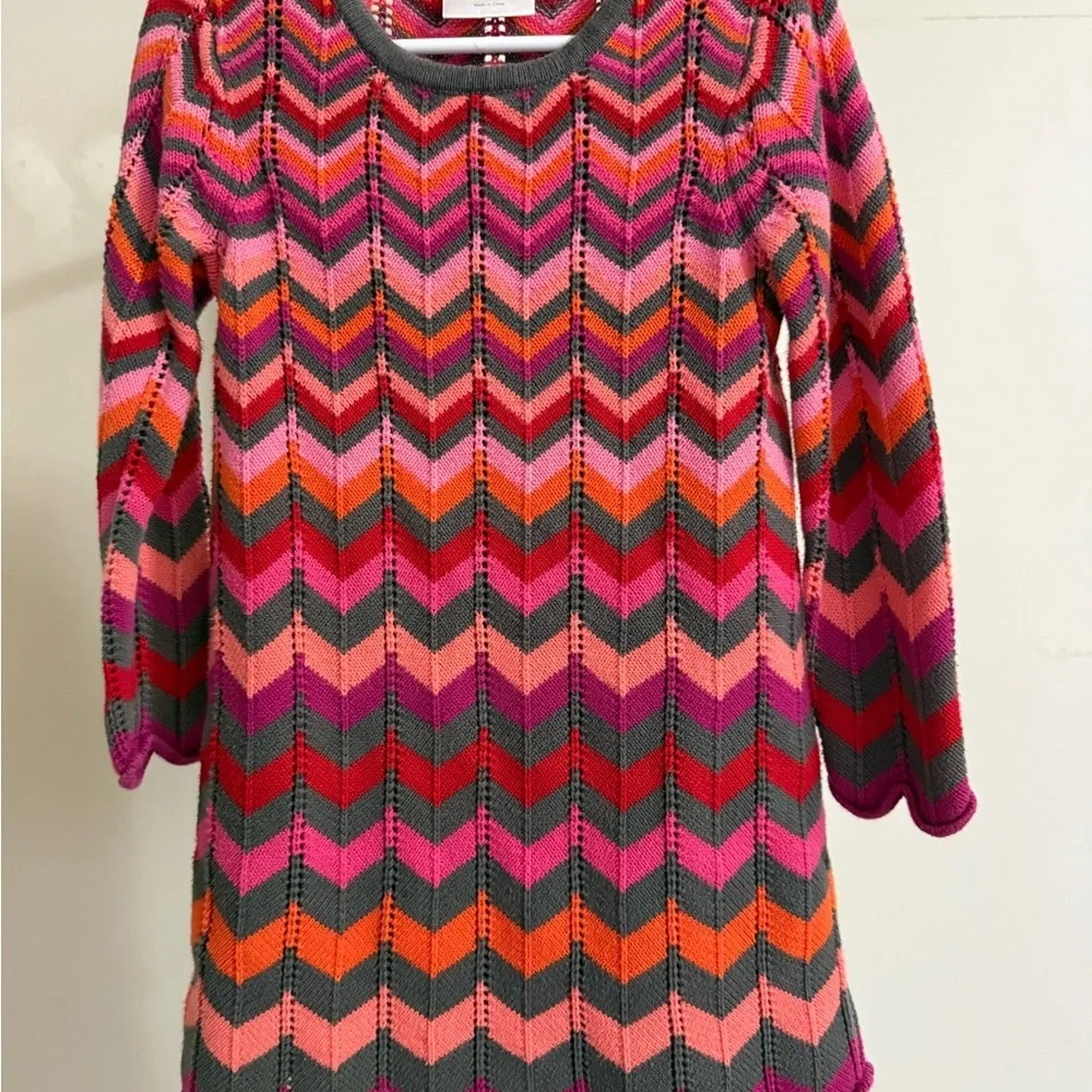Hanna Andersson Flamestitch Chevron Sweater Dress